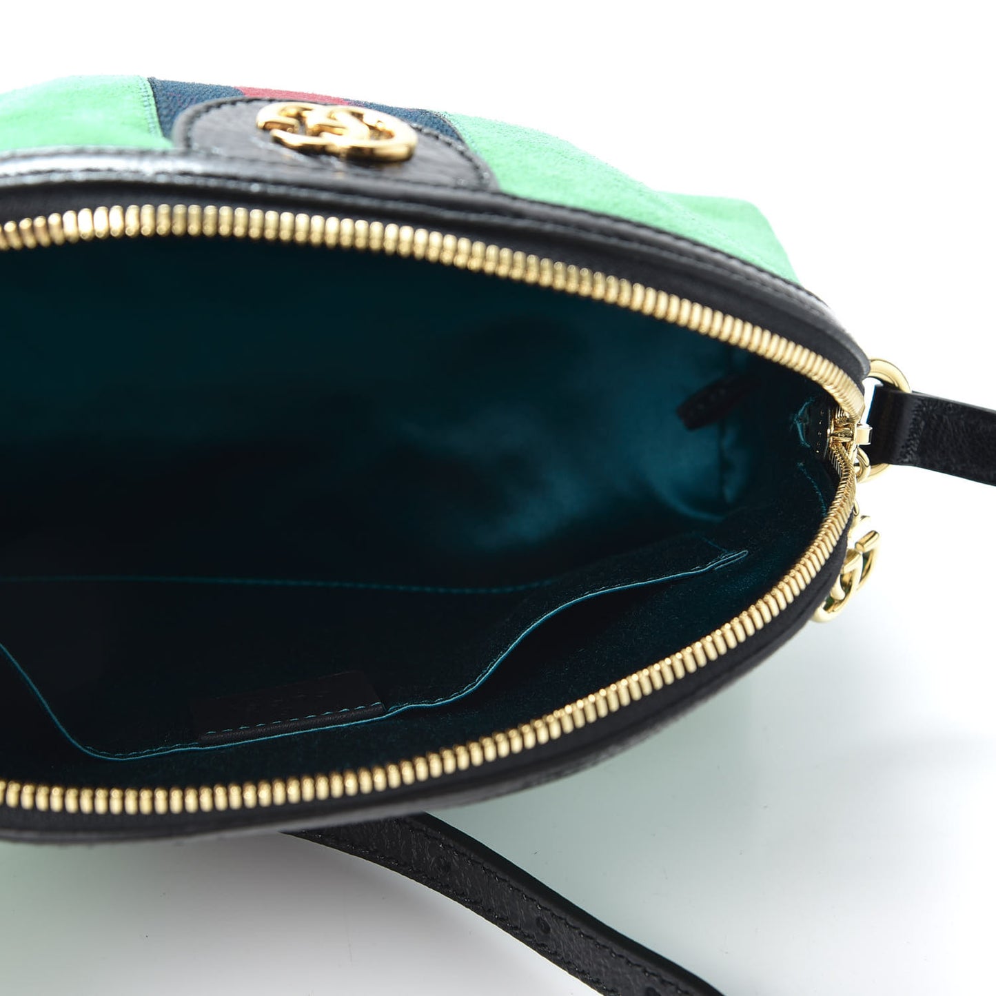 Suede Patent GG Web Small Ophidia Dome Shoulder Bag New Shamarock Black