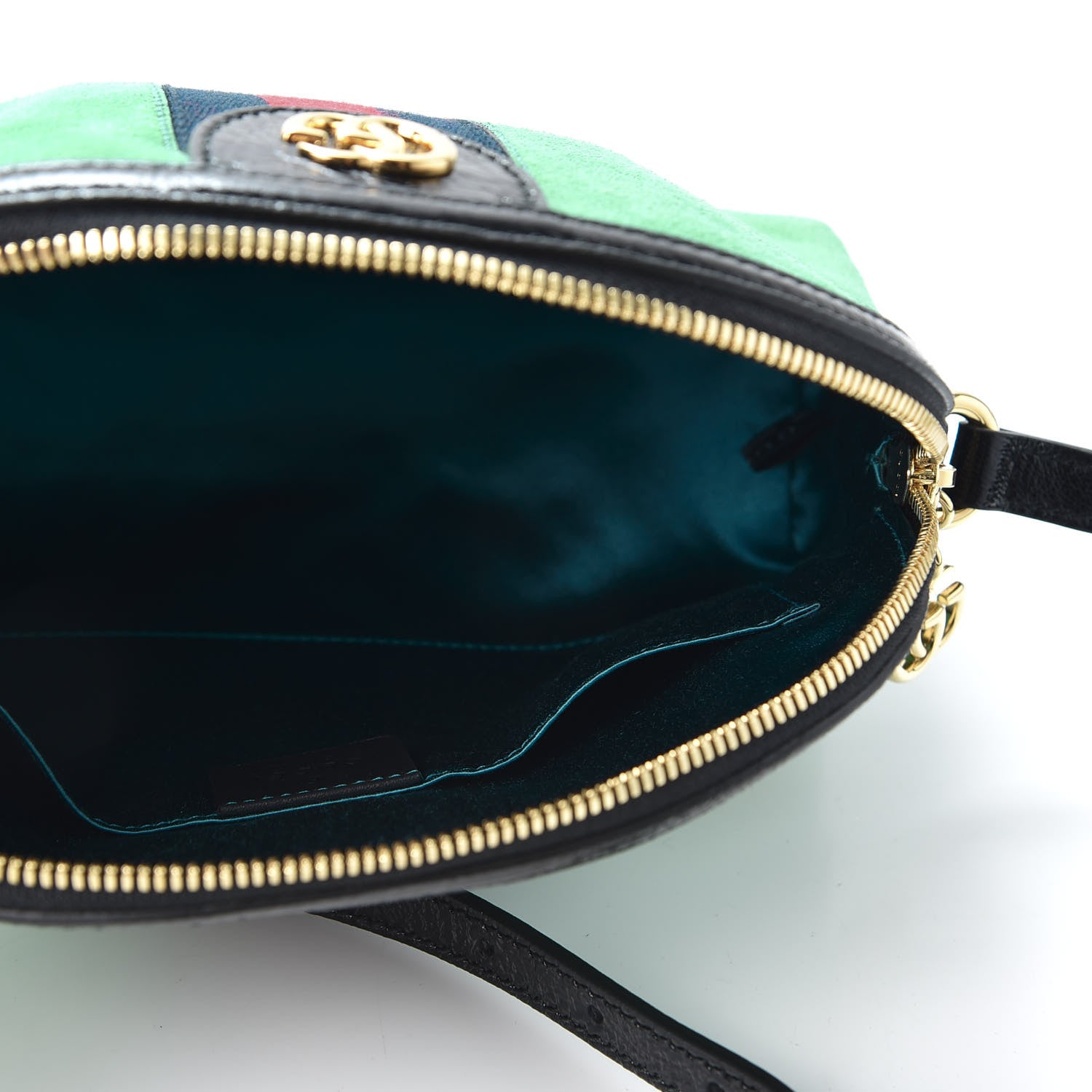 Gucci Suede Patent GG Web Small Ophidia Dome Shoulder Bag New Shamarock Black 4 of 9