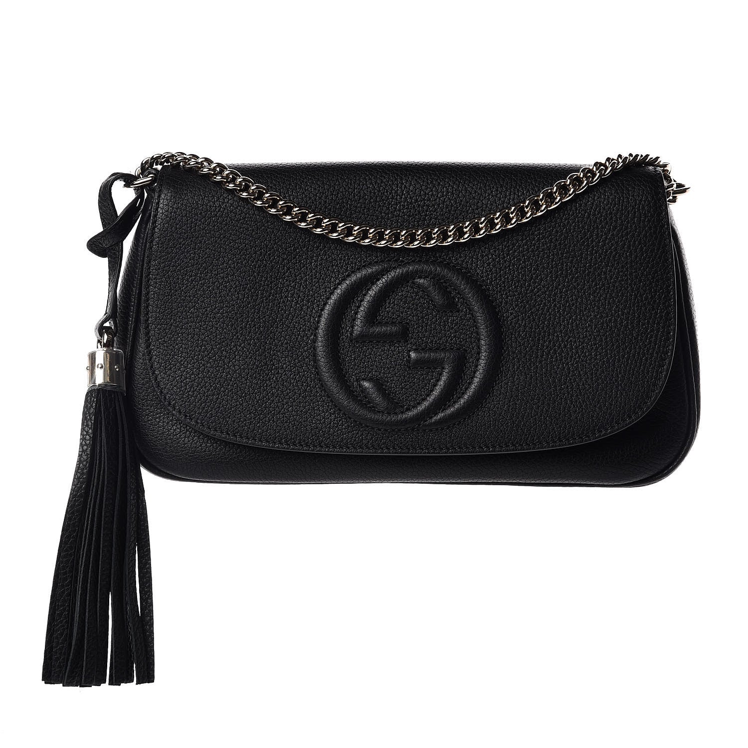 Gucci Pebbled Calfskin Medium Soho Flap Crossbody Black 1 of 9