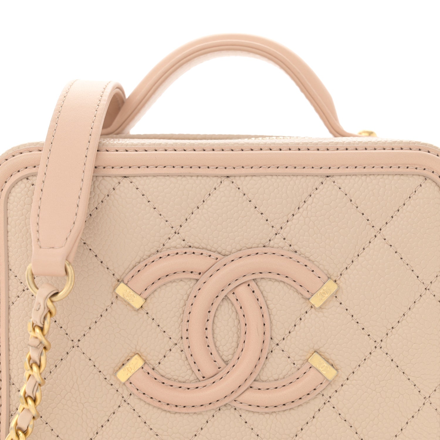 Chanel Caviar Quilted Small CC Filigree Vanity Case Beige 8 of 11