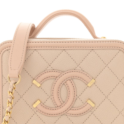 Chanel Caviar Quilted Small CC Filigree Vanity Case Beige 8 of 11