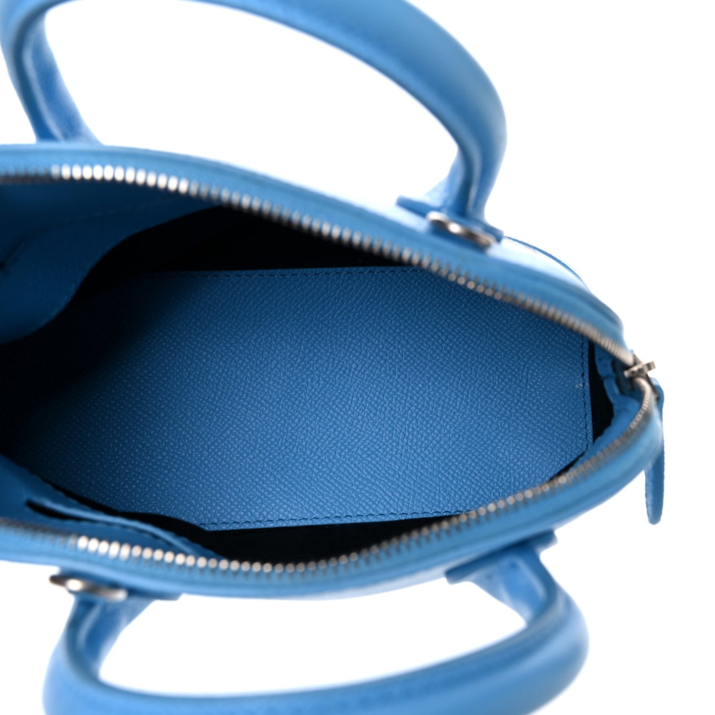 Signature Grained Calfskin Logo XXS Ville Top Handle Bag Baby Blue Black