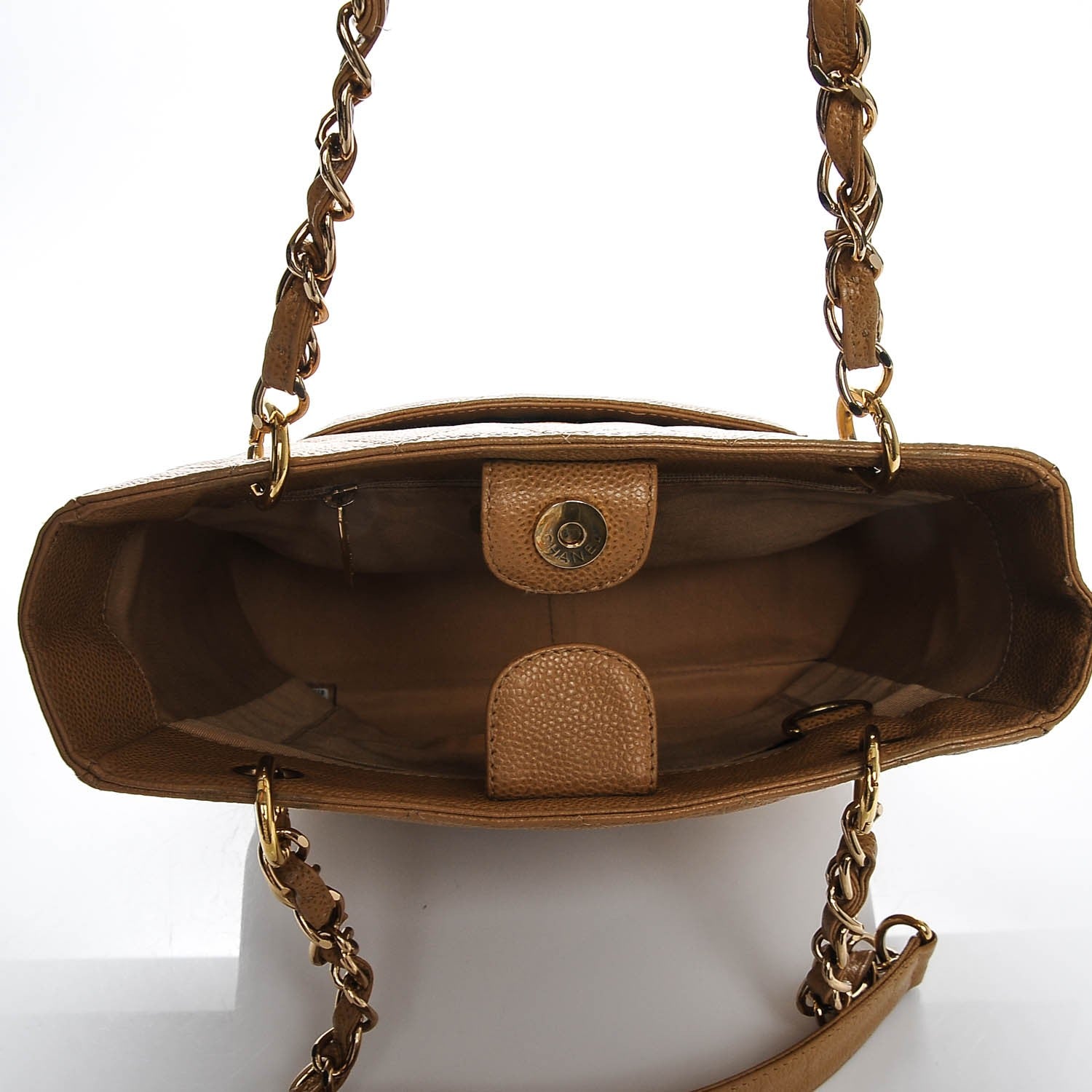 Chanel Caviar Quilted Petit Shopping Tote PST Dark Beige 5 of 8