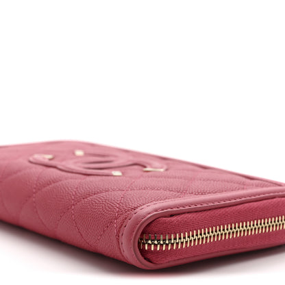 Chanel Caviar Quilted Large Filigree Zip Around Wallet Pink 11 of 11