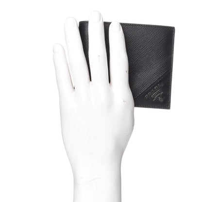 Prada Saffiano Metal Bi-Fold Wallet Black 2 of 7
