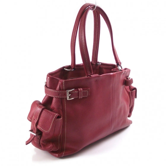 Leather Tote Shoulder Bag Purse Red