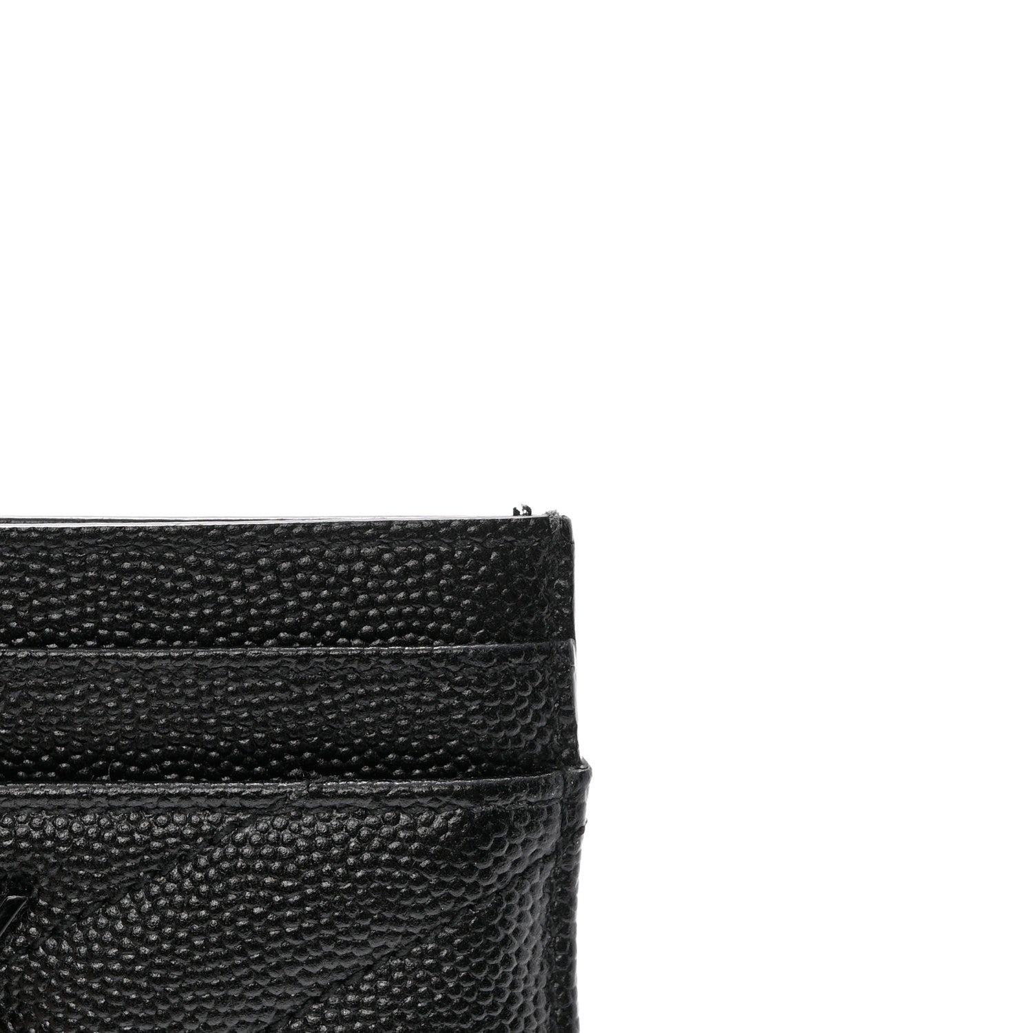 Saint Laurent Grain De Poudre Matelasse Chevron Monochrome Monogram Credit Card Case Black 8 of 10