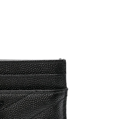 Saint Laurent Grain De Poudre Matelasse Chevron Monochrome Monogram Credit Card Case Black 8 of 10