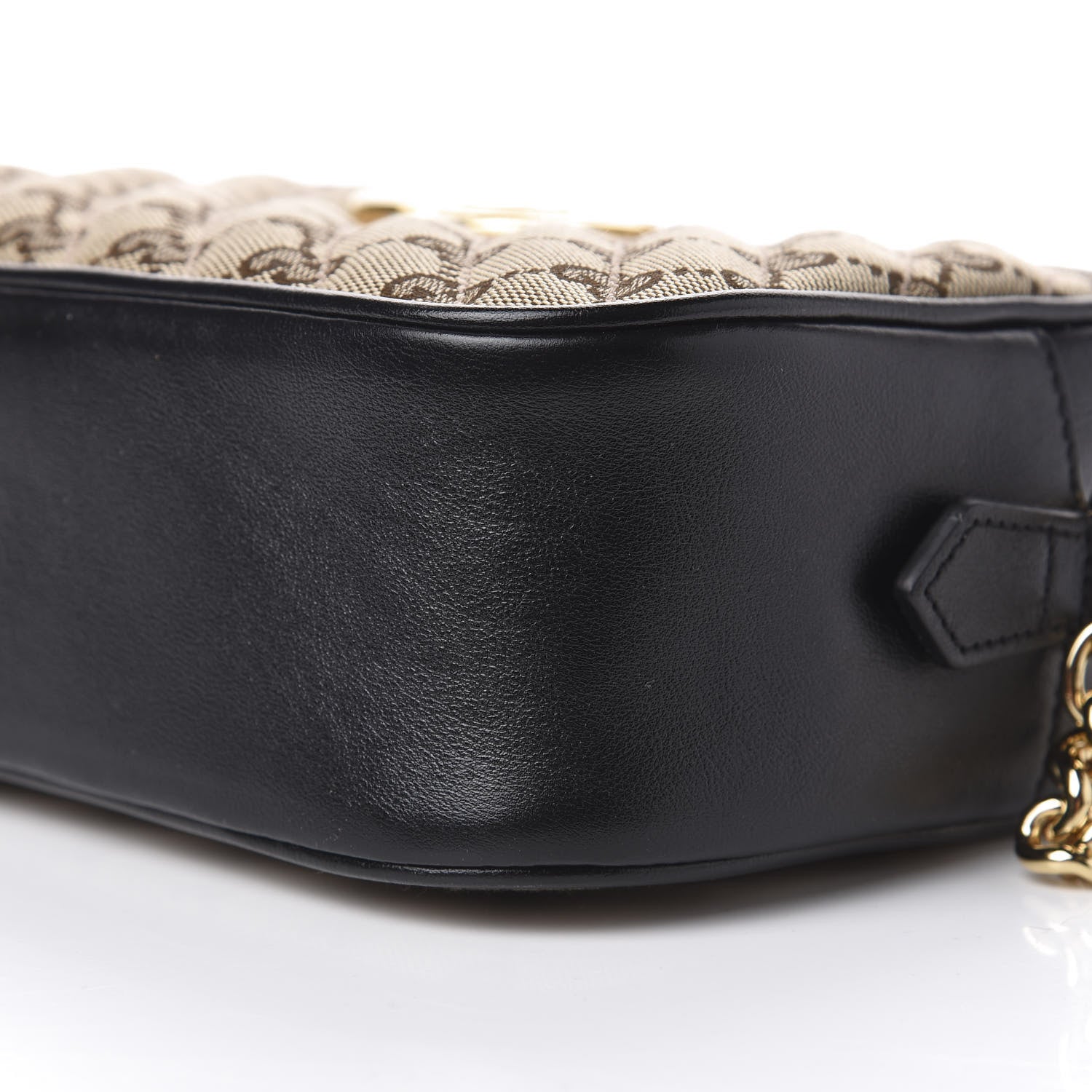 Gucci Monogram Matelasse Diagonal Small GG Marmont Chain Shoulder Bag Beige Black 9 of 10
