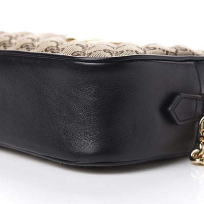 Gucci Monogram Matelasse Diagonal Small GG Marmont Chain Shoulder Bag Beige Black 9 of 10