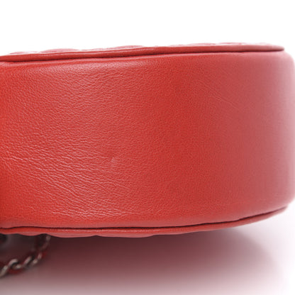 Chanel Lambskin Camellia Quilted Round Clutch With Chain Red 10 of 11