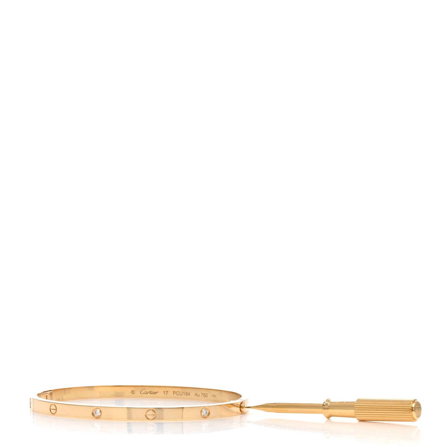 18K Yellow Gold 6 Diamond Small LOVE Bracelet 17