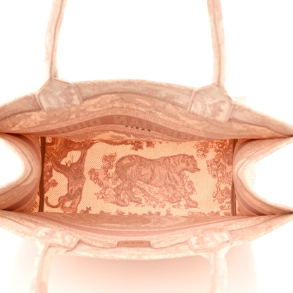 Christian Dior Canvas Embroidered Medium Dioriviera Toile De Jouy Book Tote Rose 5 of 10