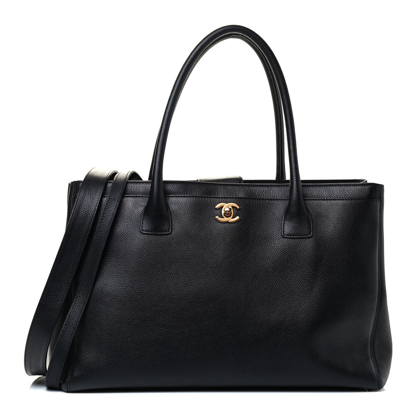 Calfskin Cerf Executive Shopper Tote Black