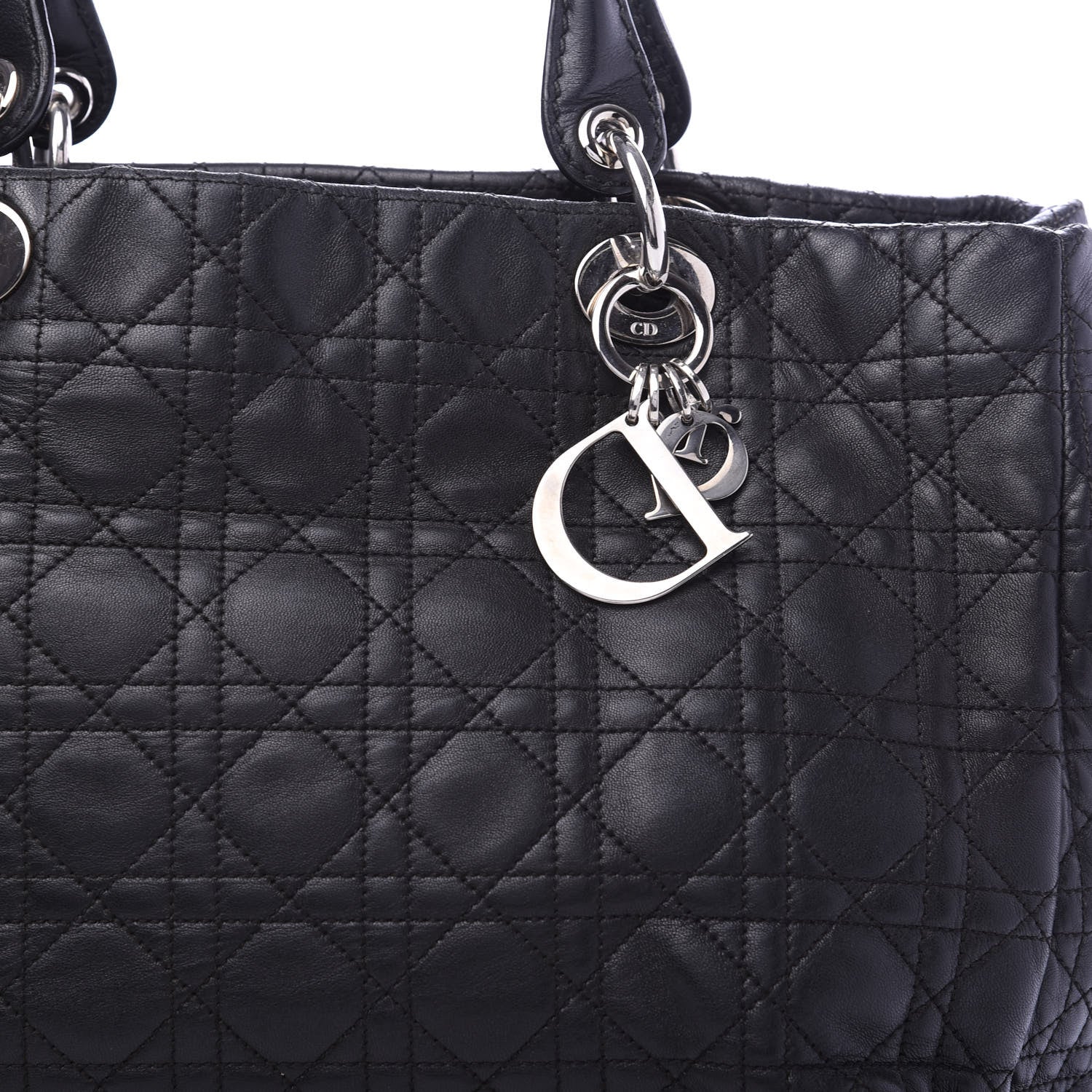 Christian Dior Lambskin Cannage Large Soft Lady Dior Shopping Tote Black 9 of 9