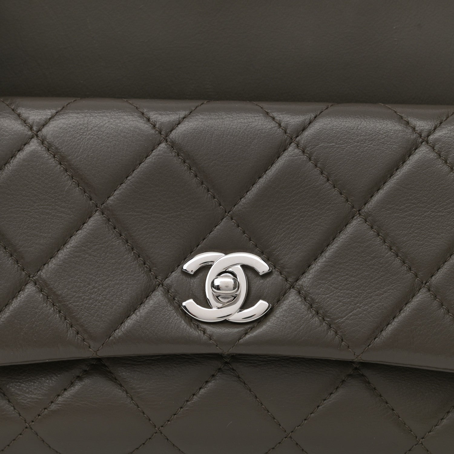 Chanel Lambskin Quilted Crossbody Dark Khaki 9 of 9