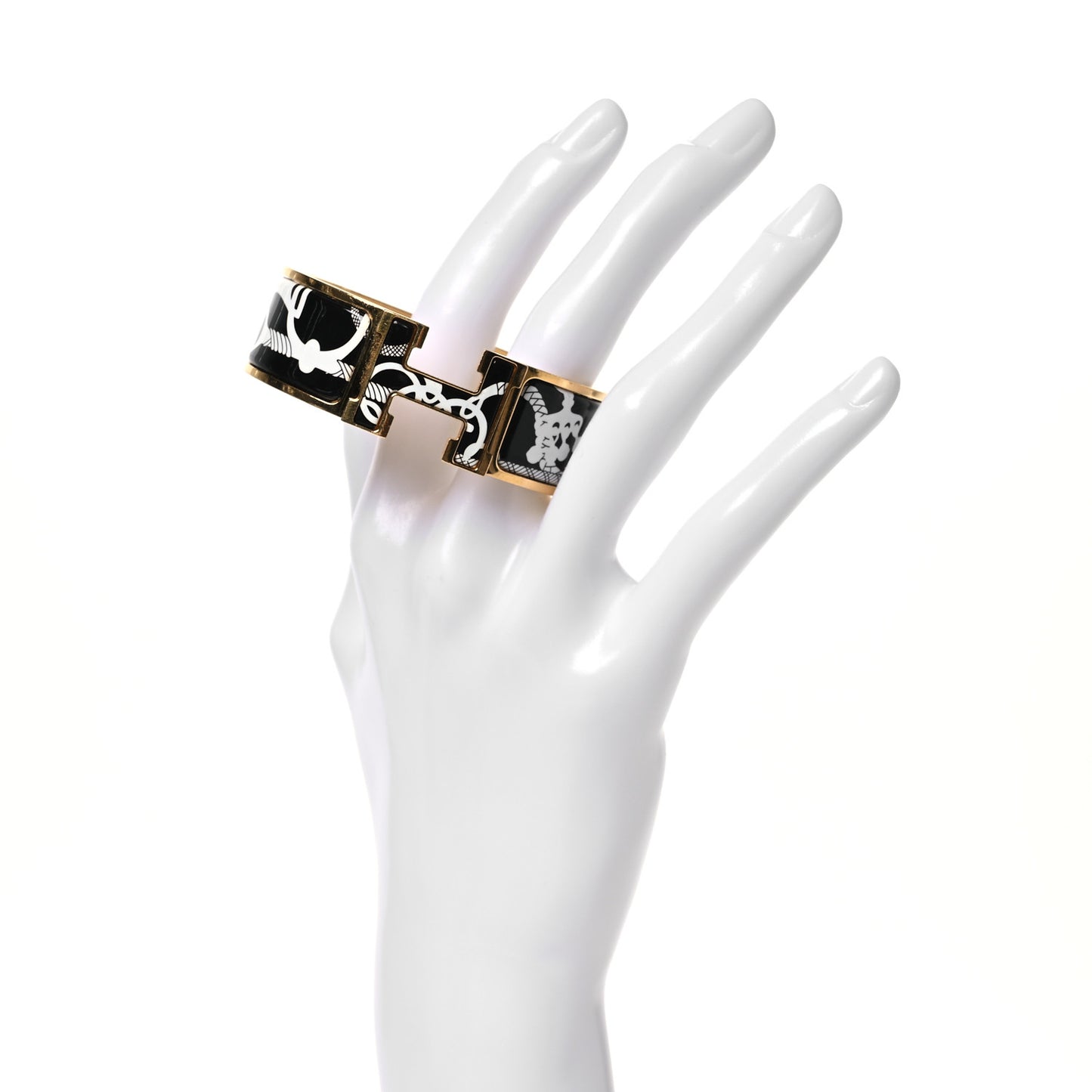 Enamel Printed Wide Panoplie Equestre Clic H Bracelet PM Positif Negatif