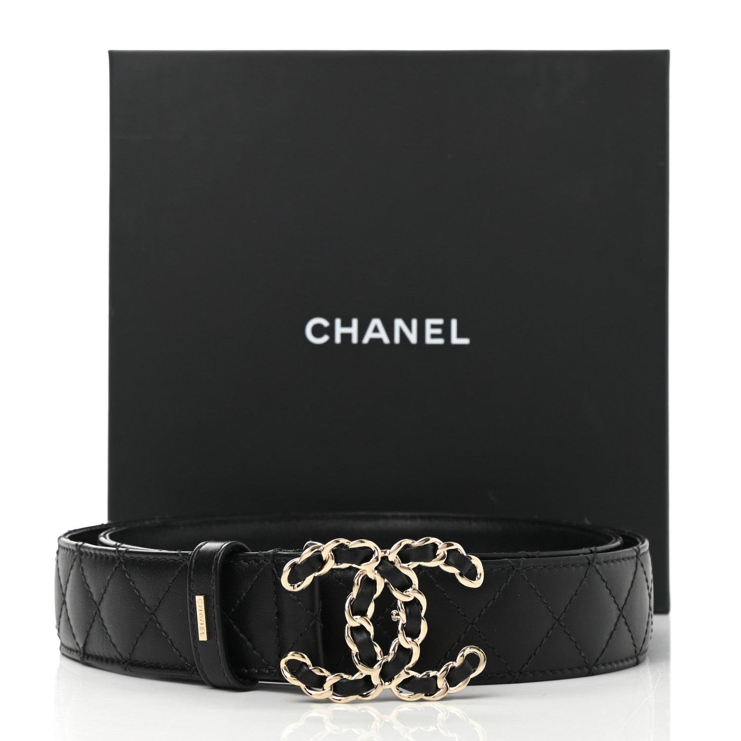 Chanel Calfskin Quilted CC Chain Belt 90 36 Black 7 of 7