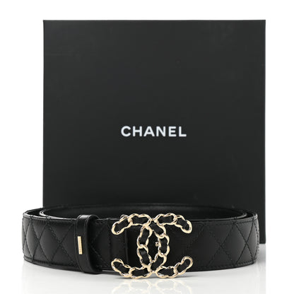 Chanel Calfskin Quilted CC Chain Belt 90 36 Black 7 of 7
