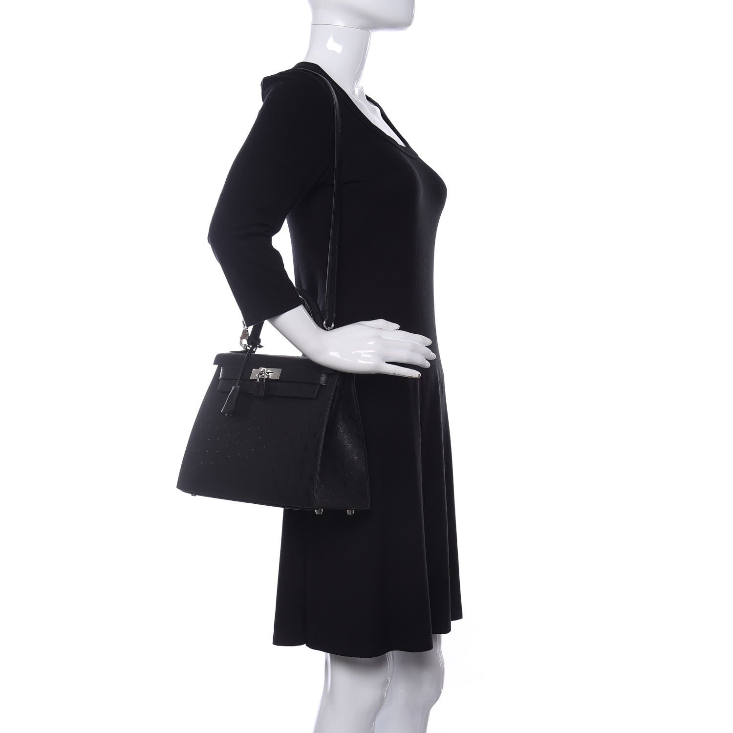 Hermes Ostrich Kelly Sellier 28 Black 2 of 11