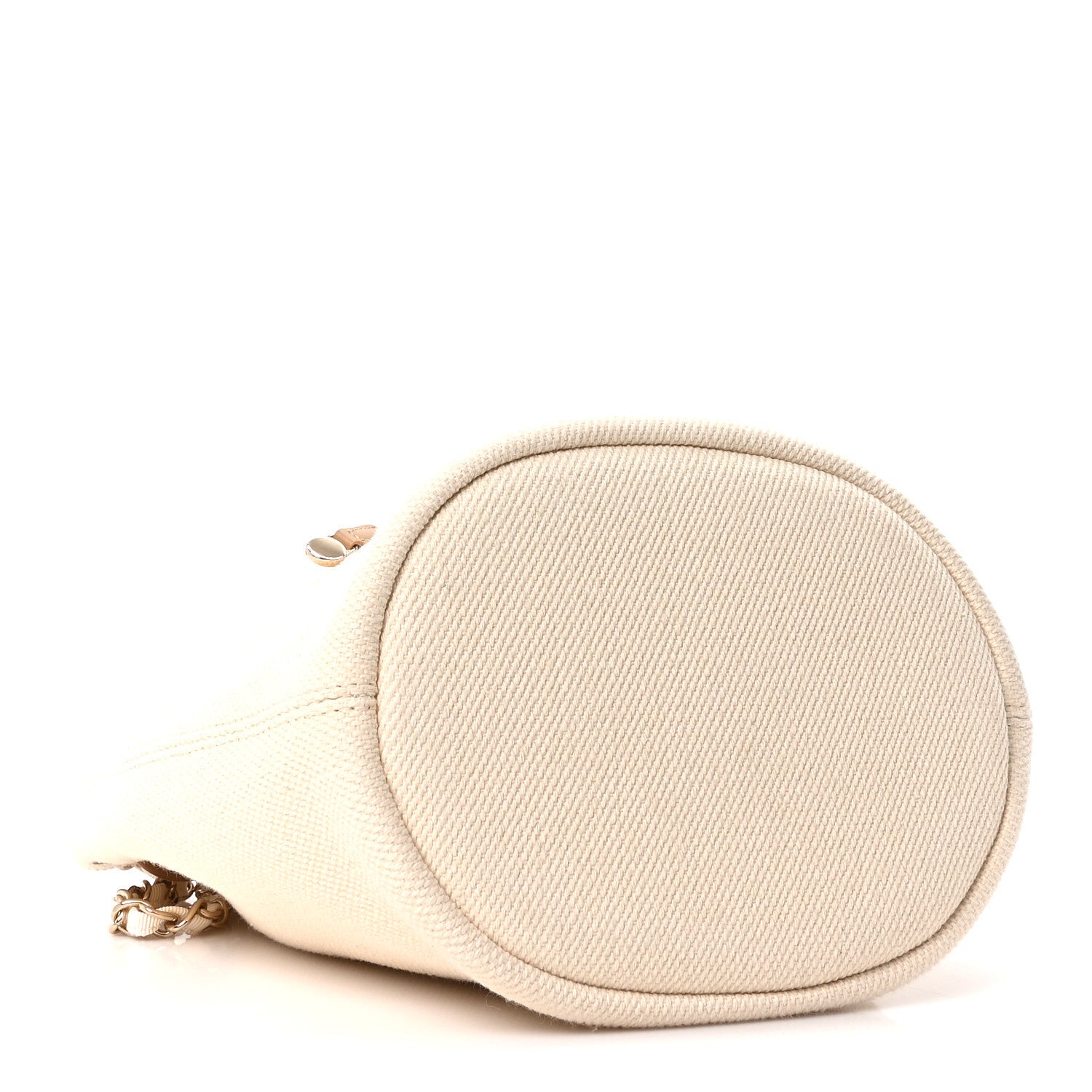 Chanel Canvas Pearl Deauville Drawstring Bucket Bag Ecru Beige 4 of 10