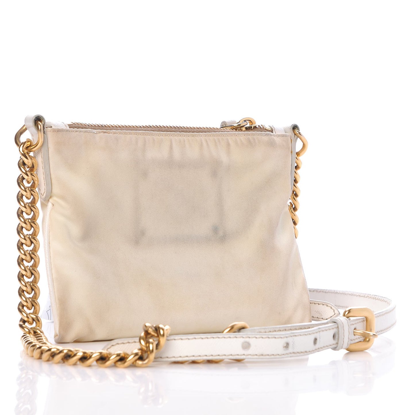 Tessuto Nylon Saffiano Logo Crossbody Bag Talco