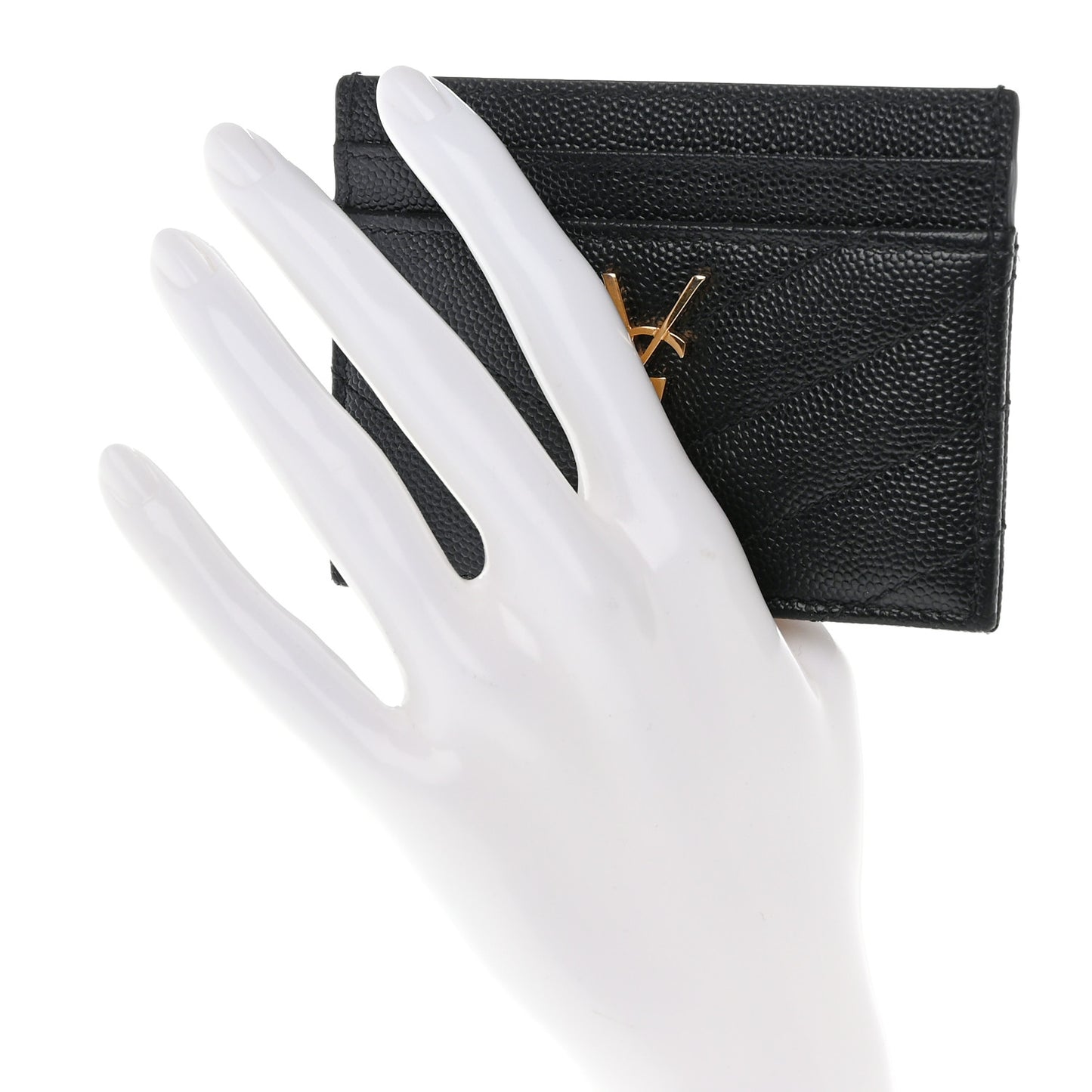 Grain De Poudre Matelasse Chevron Monogram Credit Card Case Black