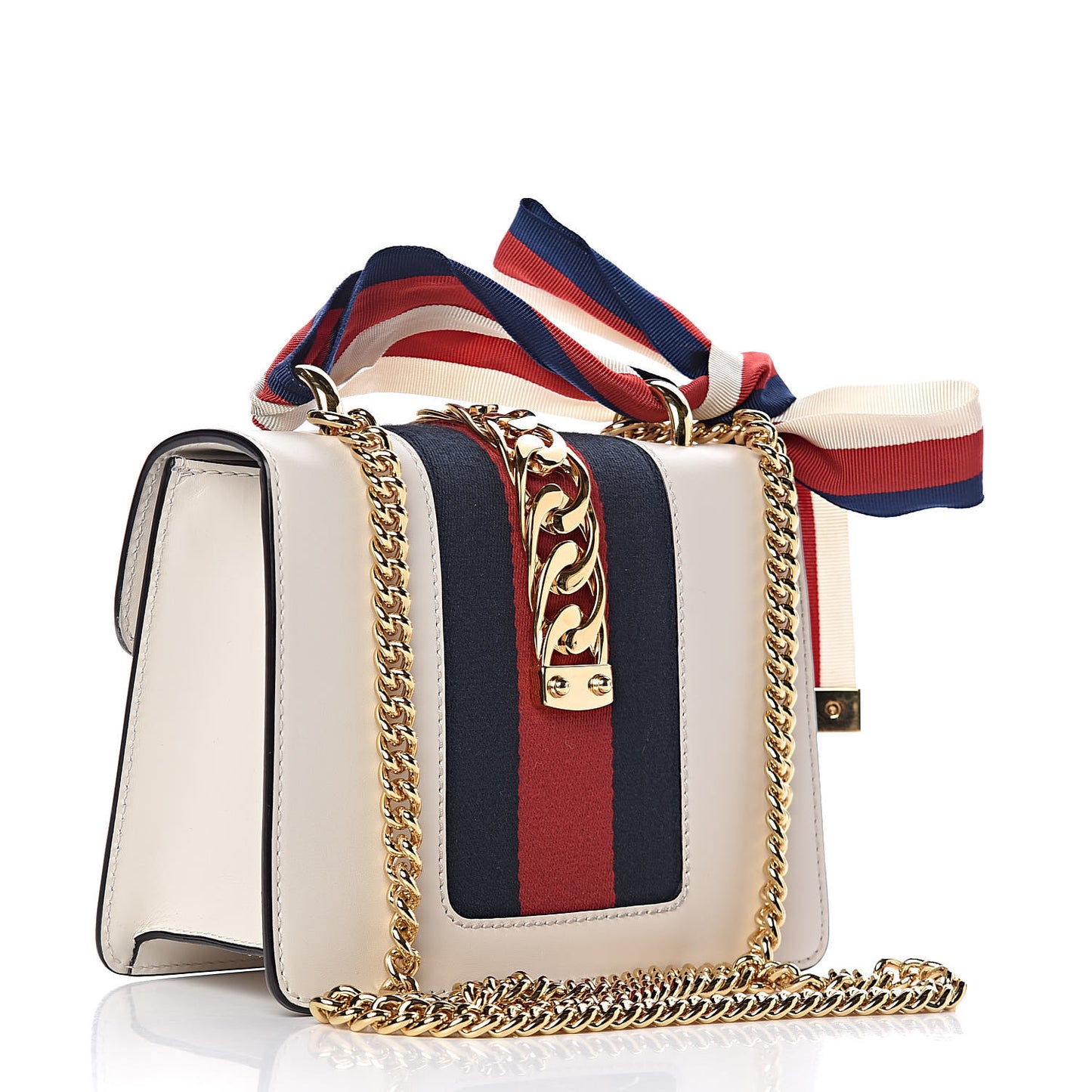 Calfskin Mini Sylvie Chain Shoulder Bag White
