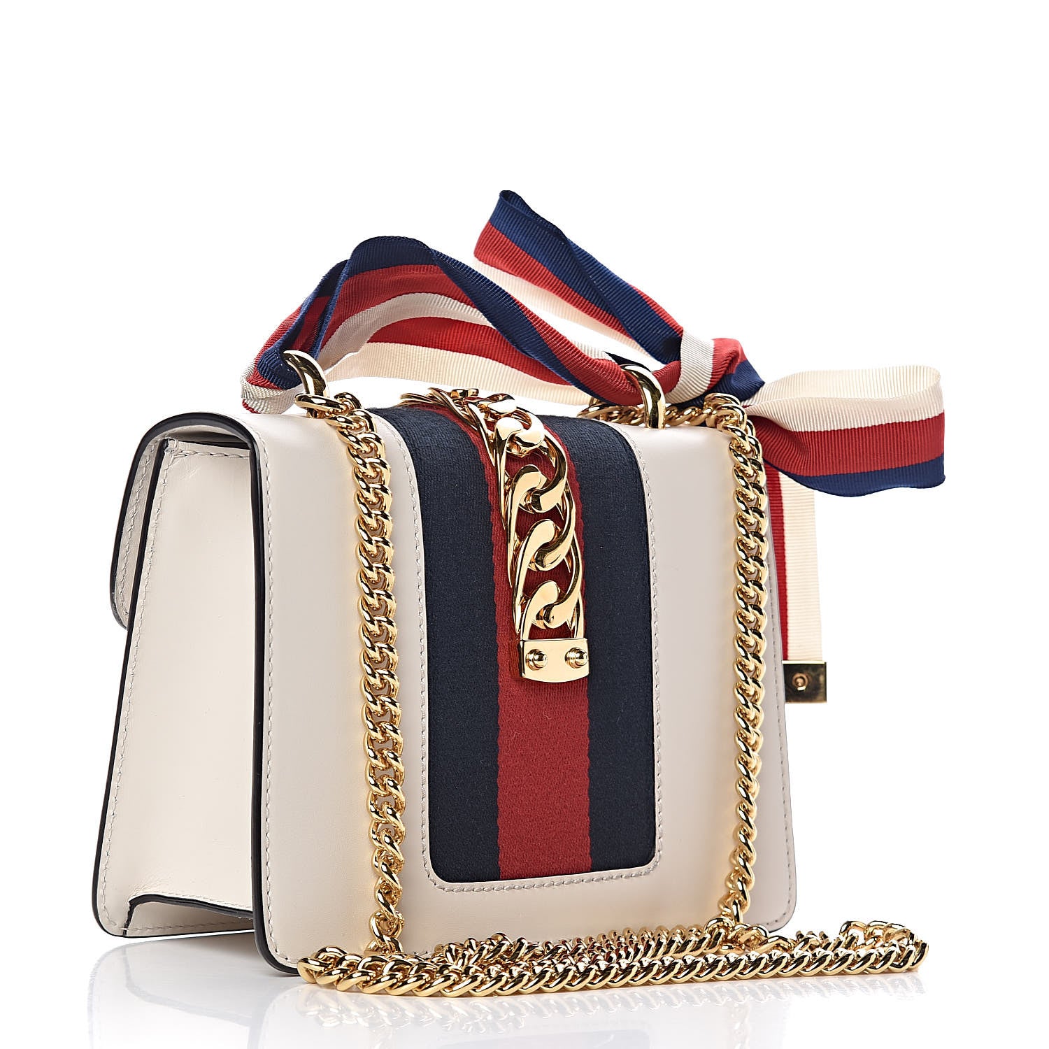 Gucci Calfskin Mini Sylvie Chain Shoulder Bag White 3 of 14
