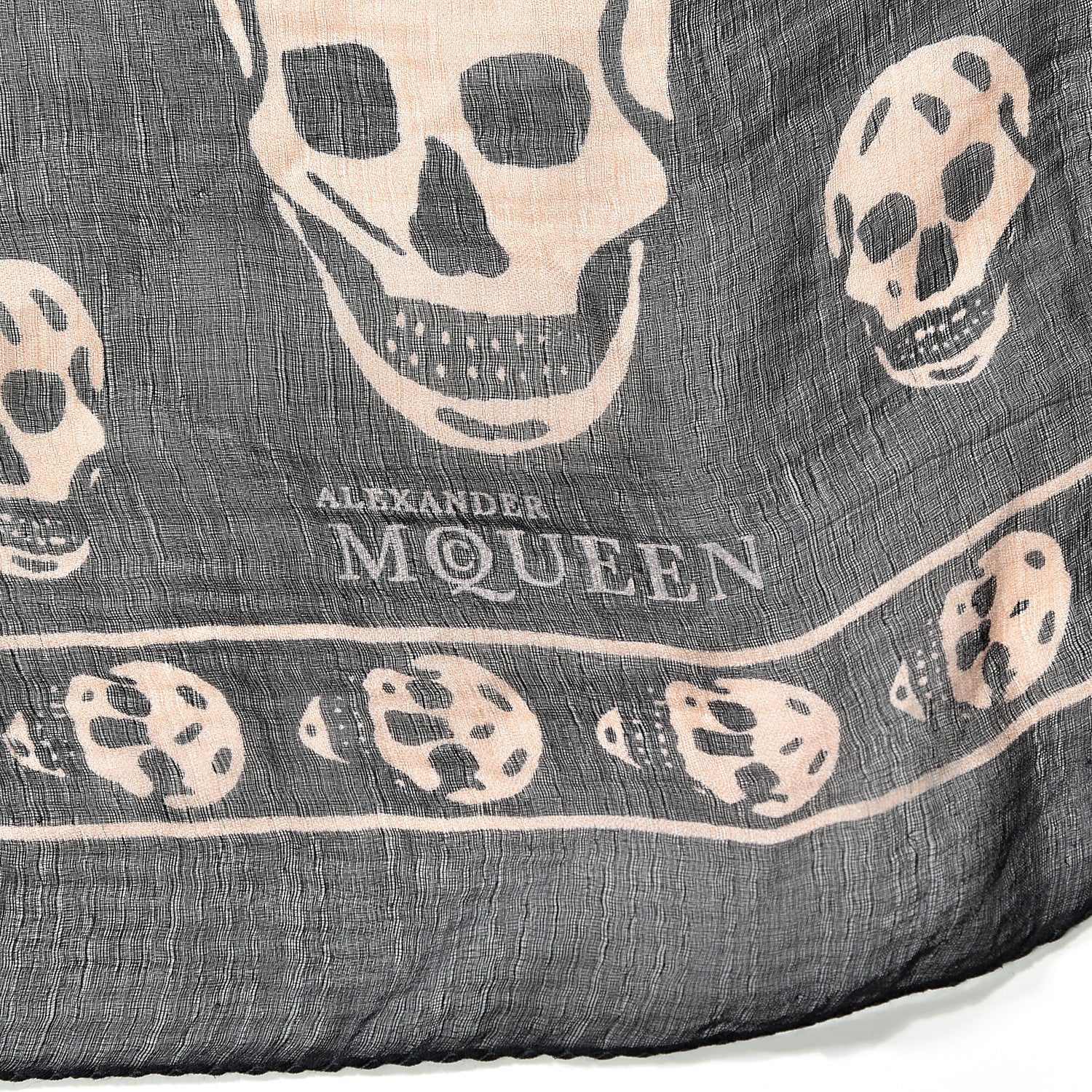 Alexander McQueen Silk Chiffon Skull Scarf Black Blush 3 of 5