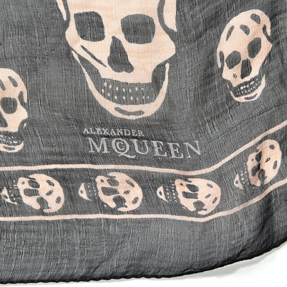 Alexander McQueen Silk Chiffon Skull Scarf Black Blush 3 of 5