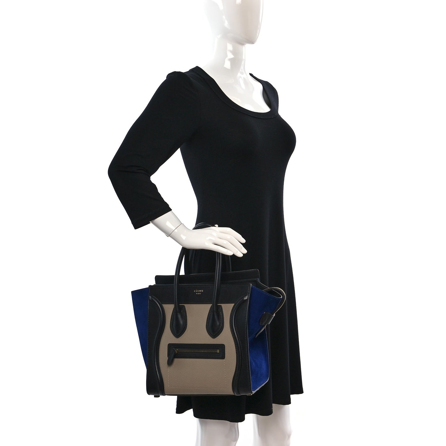 Elephant Calfskin Suede Micro Tri-Color Luggage Sand