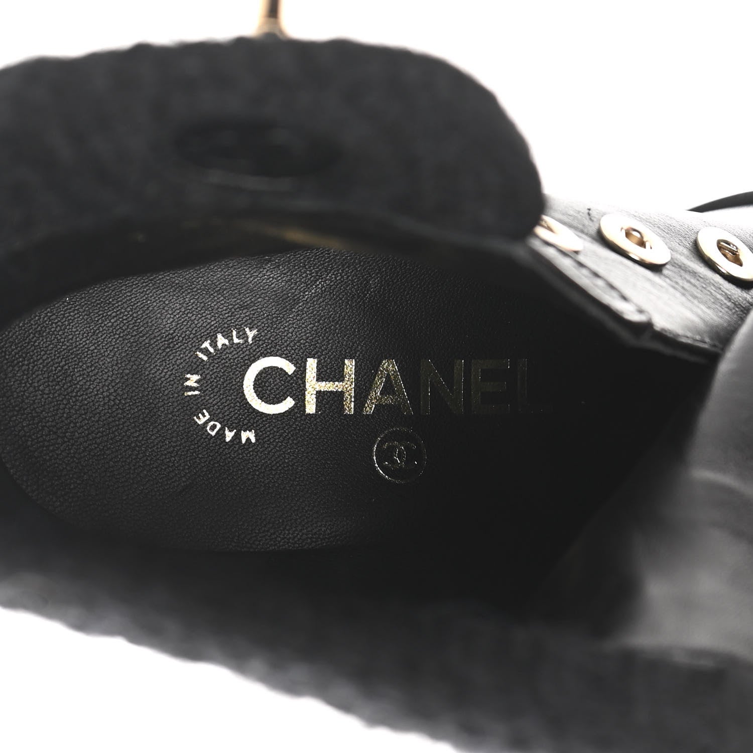 Chanel Calfskin Knit CC Short Boots 36 Black 7 of 11