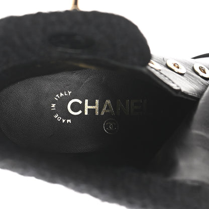 Chanel Calfskin Knit CC Short Boots 36 Black 7 of 11
