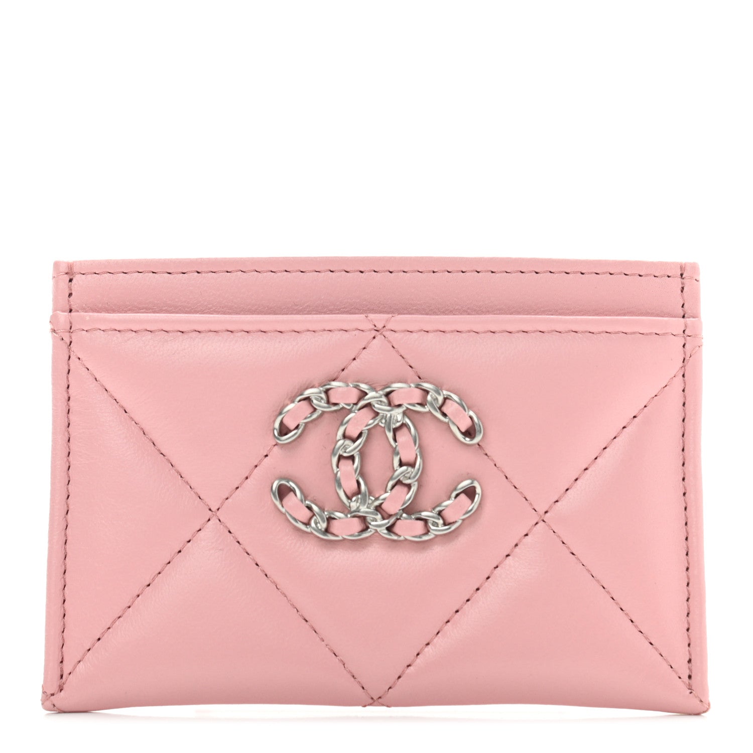Chanel Lambskin Quilted Chanel 19 Card Holder Light Pink 1 of 8