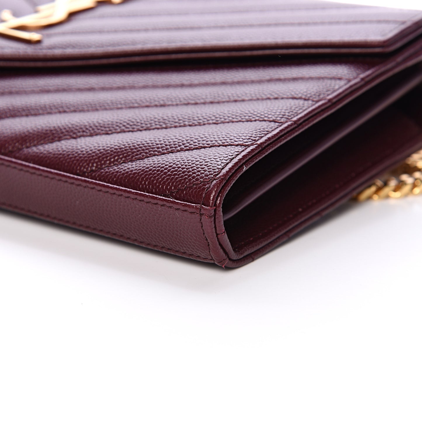 Grain De Poudre Matelasse Chevron Monogram Chain Wallet Rouge Legion