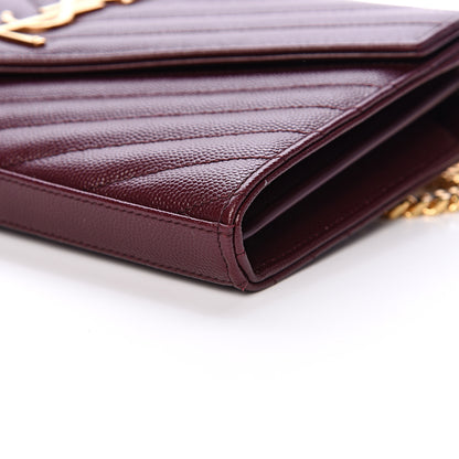 Saint Laurent Grain De Poudre Matelasse Chevron Monogram Chain Wallet Rouge Legion 9 of 10