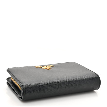 Prada Saffiano Metal Compact Wallet Black 4 of 9