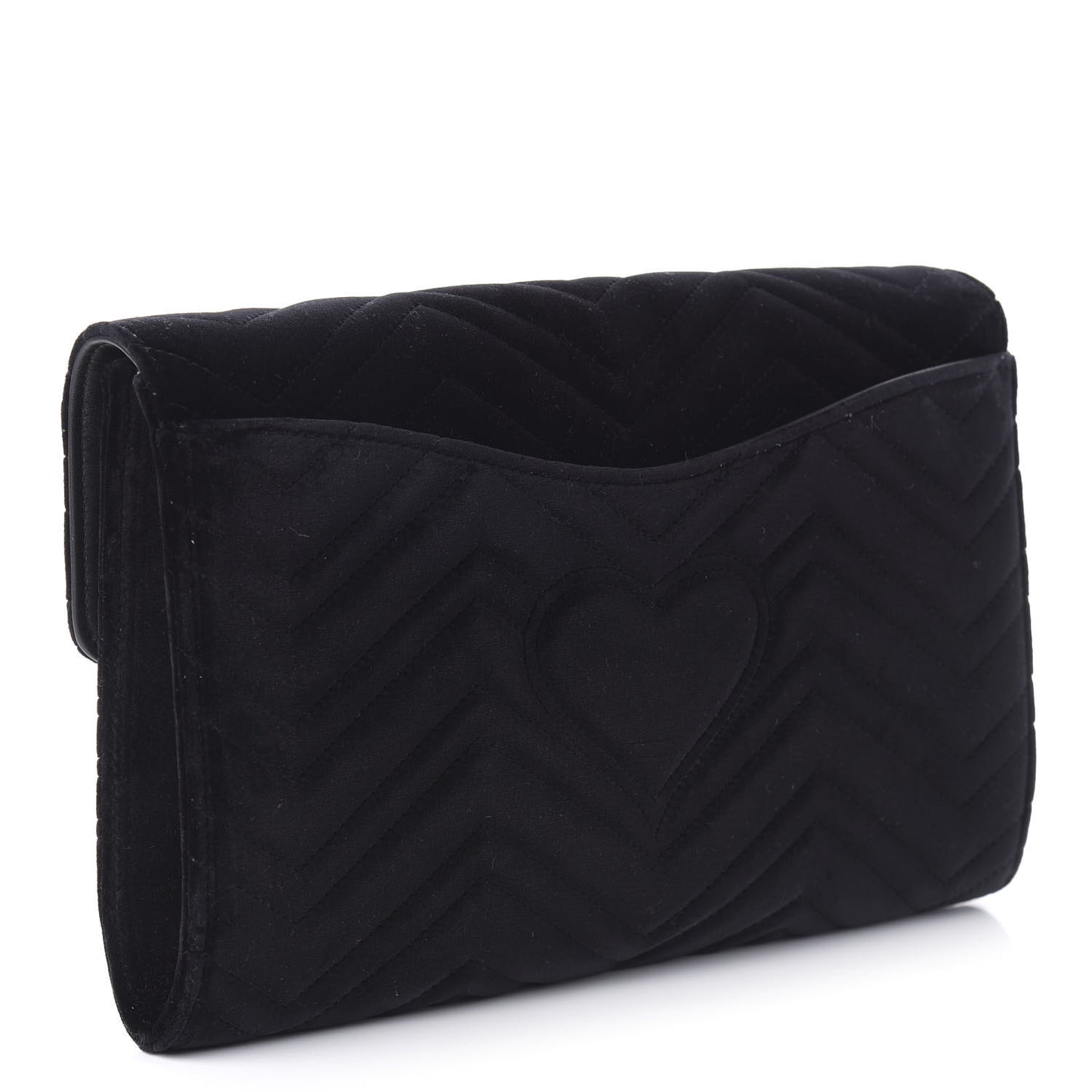Velvet Matelasse GG Marmont Clutch Black
