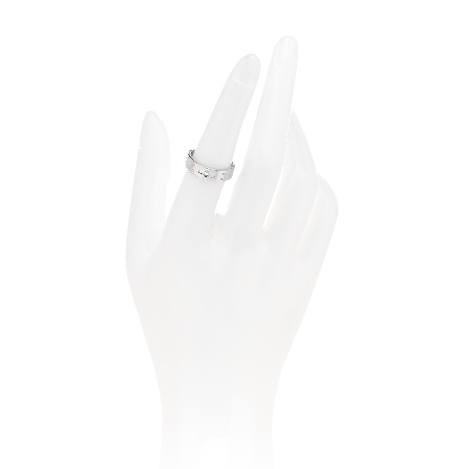 Hermes 18K White Gold Diamond PM Kelly Ring 52 6 2 of 4