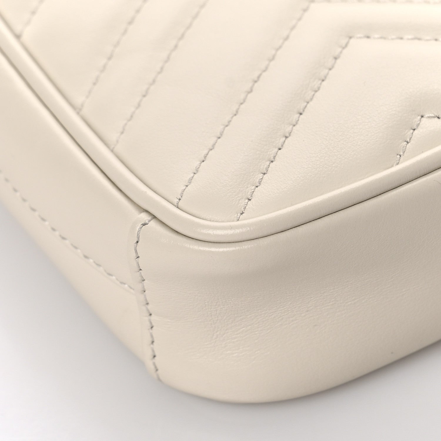 Gucci Calfskin Matelasse Mini GG Marmont Crossbody Bag White 7 of 10