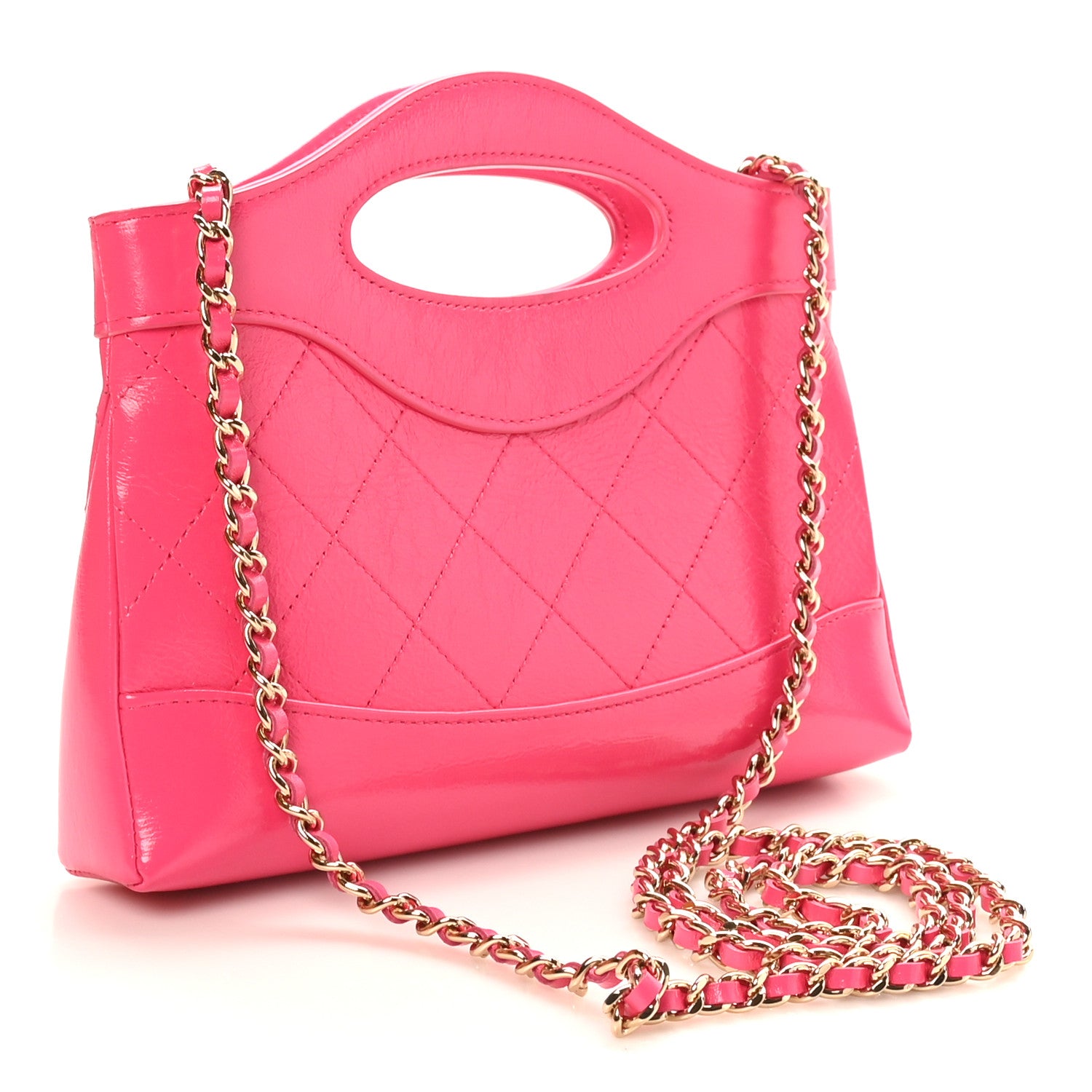 Chanel Shiny Crumpled Calfskin Quilted Nano 31 Shopping Bag Pink 3 of 11