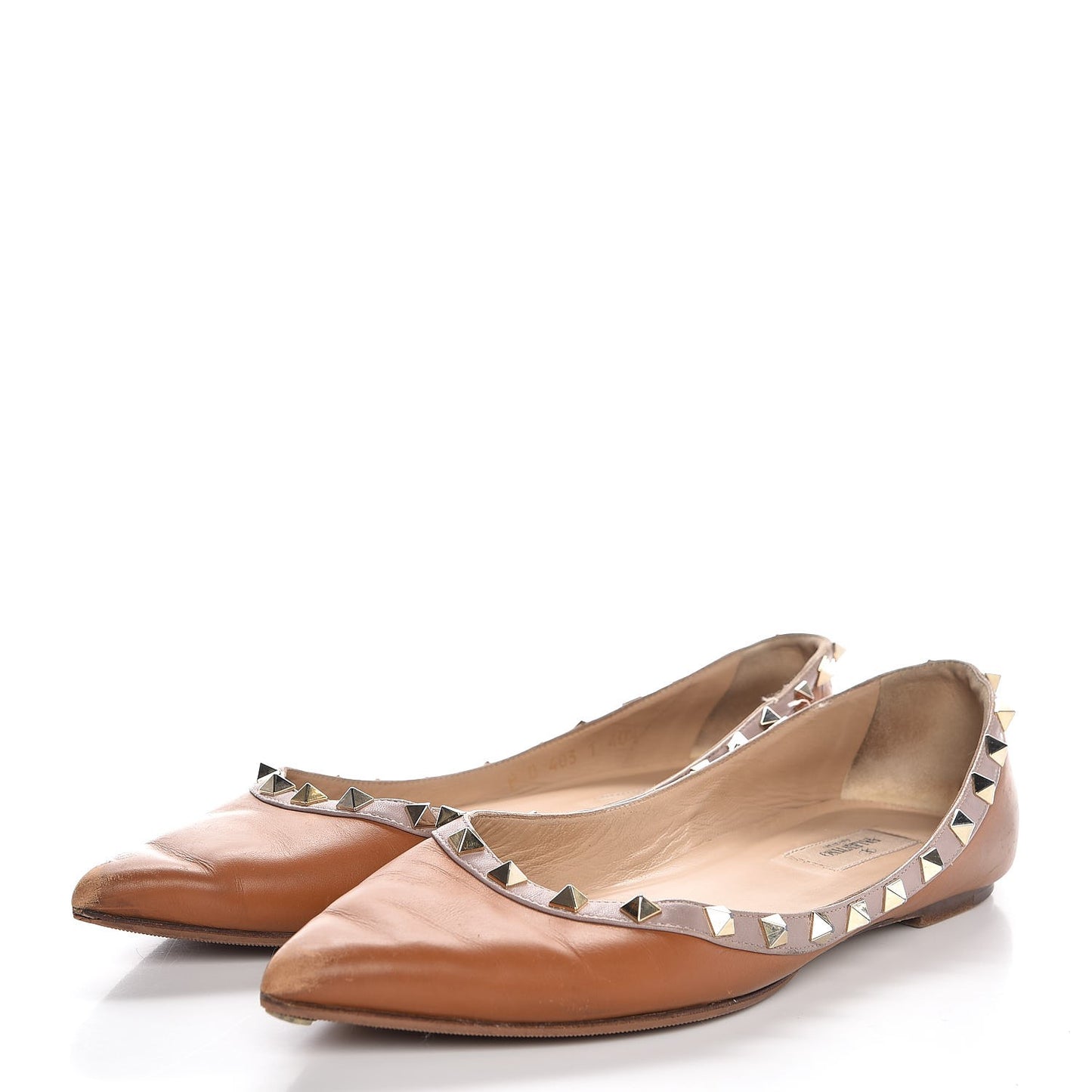 Nappa Rockstud Ballerina Flats 40.5 Light Cuir Poudre