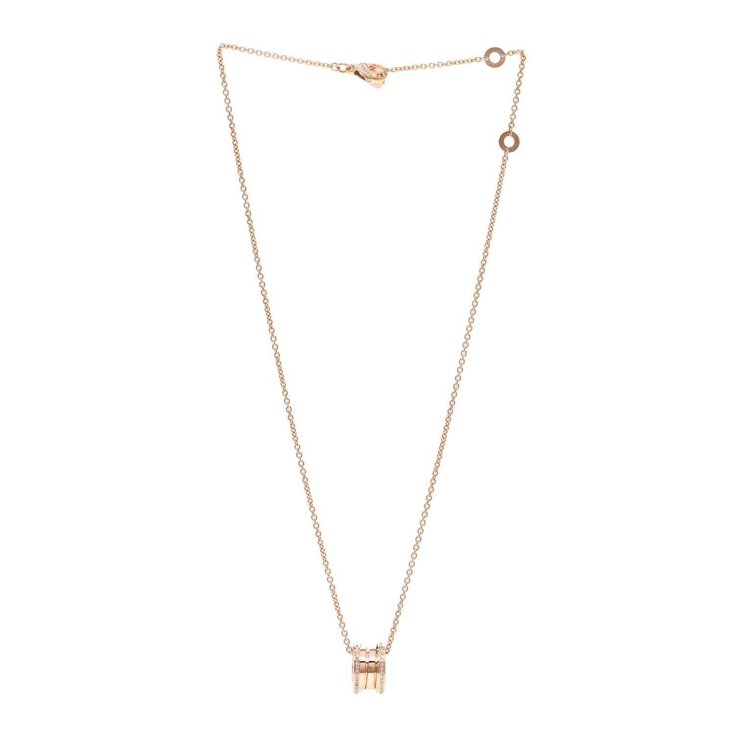 Bulgari 18K Rose Gold Diamond B.Zero1 Pendant Necklace 3 of 4