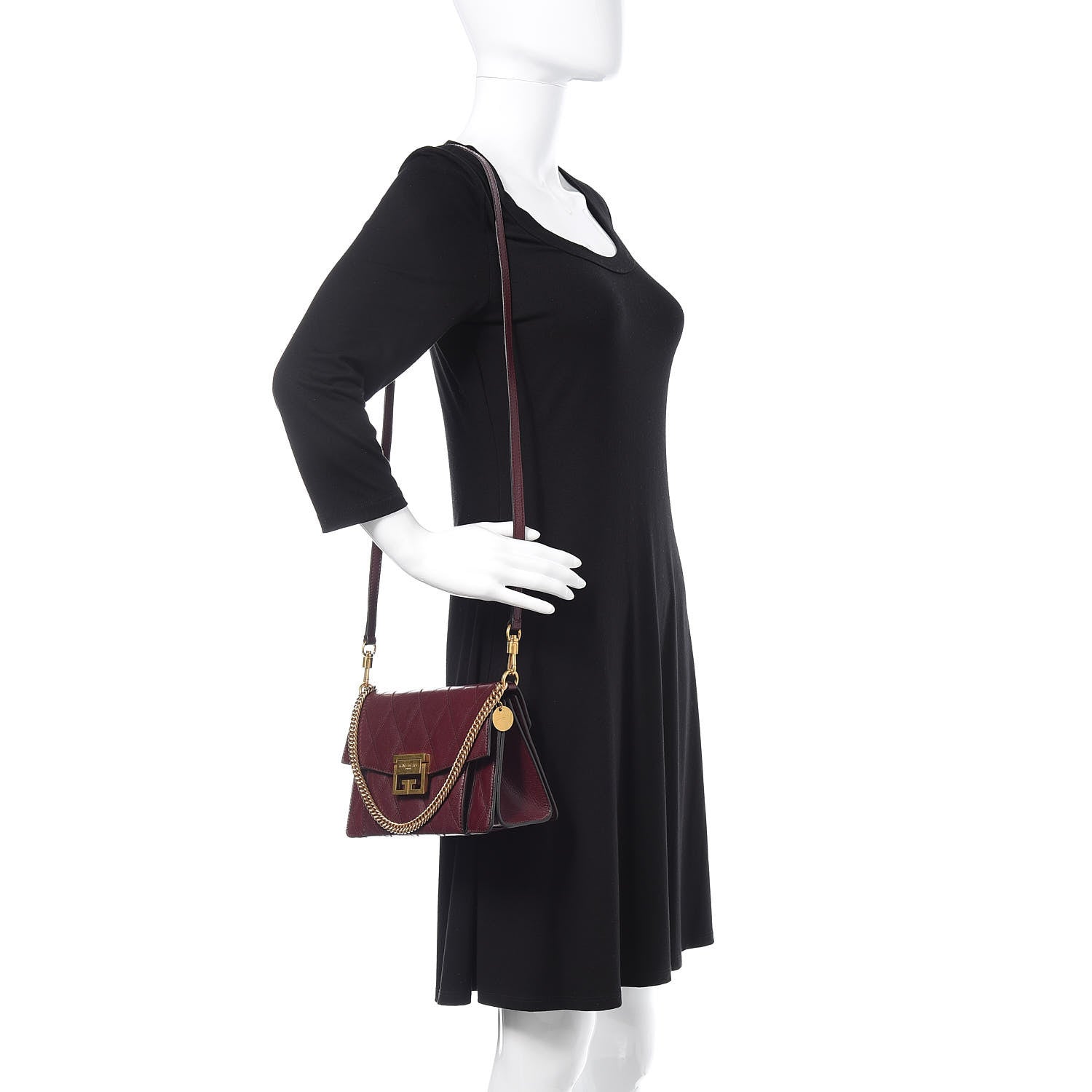 Givenchy Goatskin Quilted Small GV3 Shoulder Bag Aubergine 2 of 12