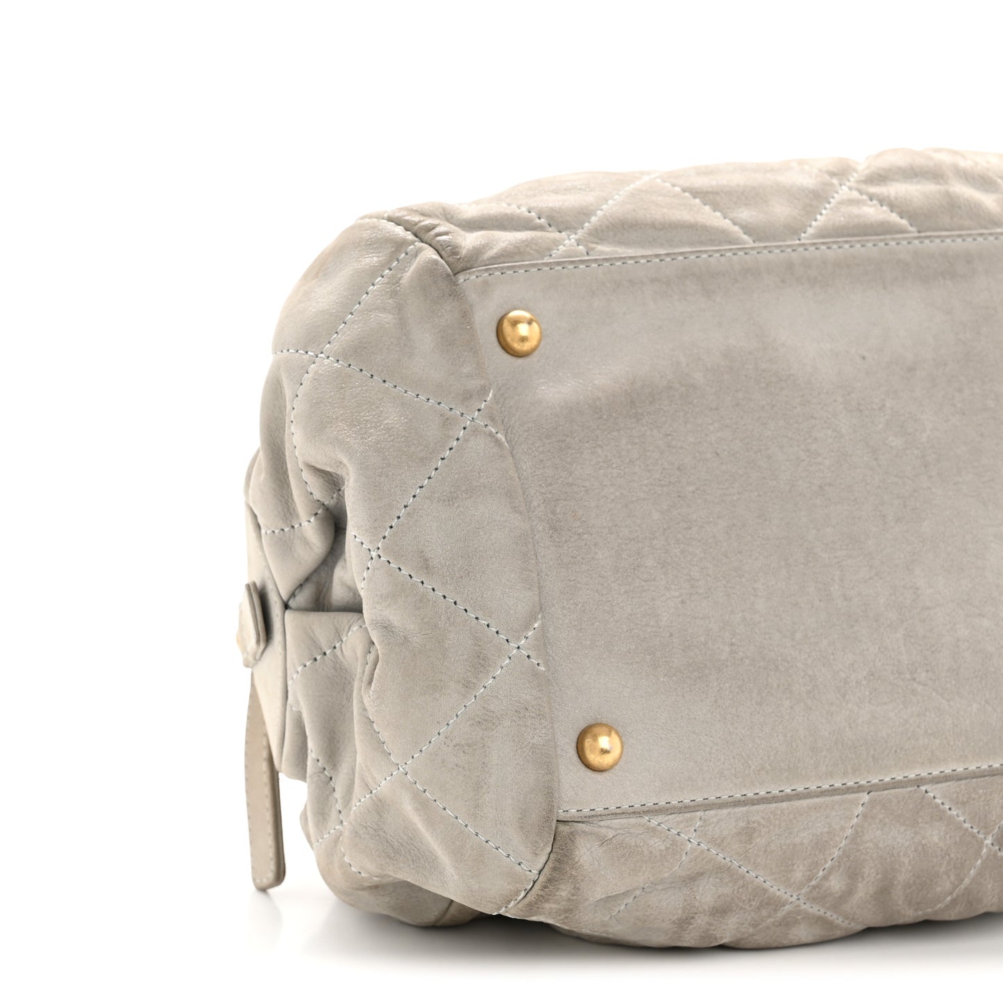 Iridescent Calfskin Chic Quilt Bowling Bag Grey