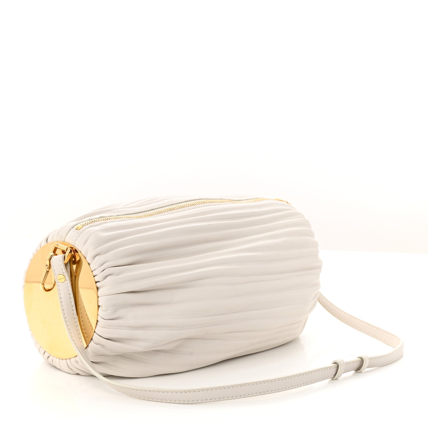 Loewe Lambskin Pleated Bracelet Pouch Shoulder Bag White 3 of 11