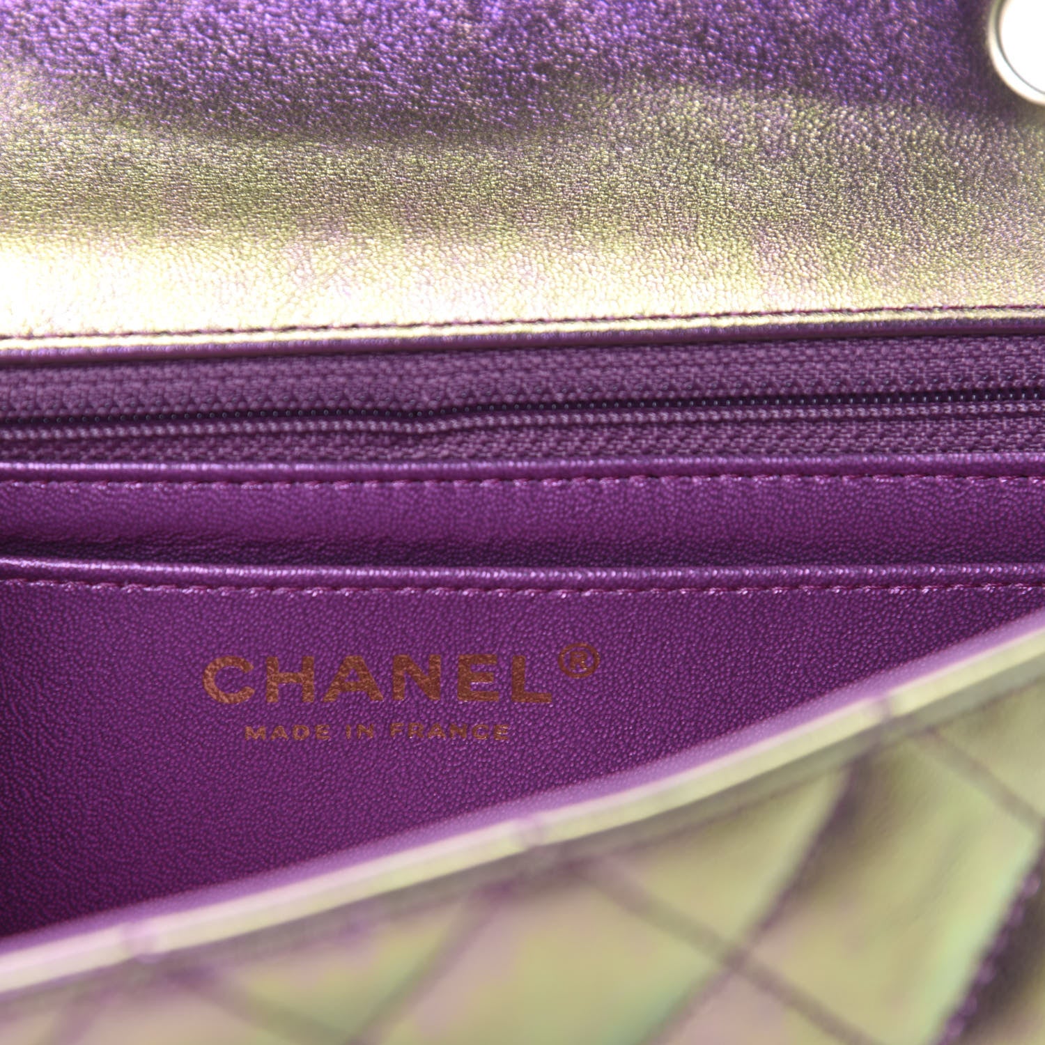 Chanel Iridescent Lambskin Quilted Mini Rectangular Flap Purple 8 of 11