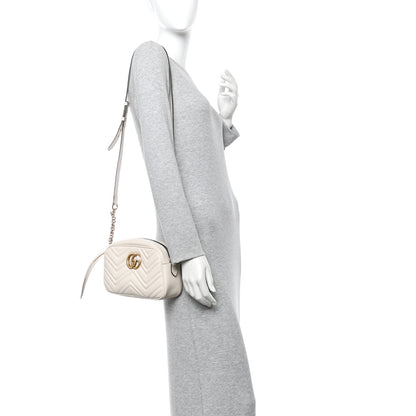Gucci Calfskin Matelasse Small GG Marmont Chain Shoulder Bag White 2 of 11