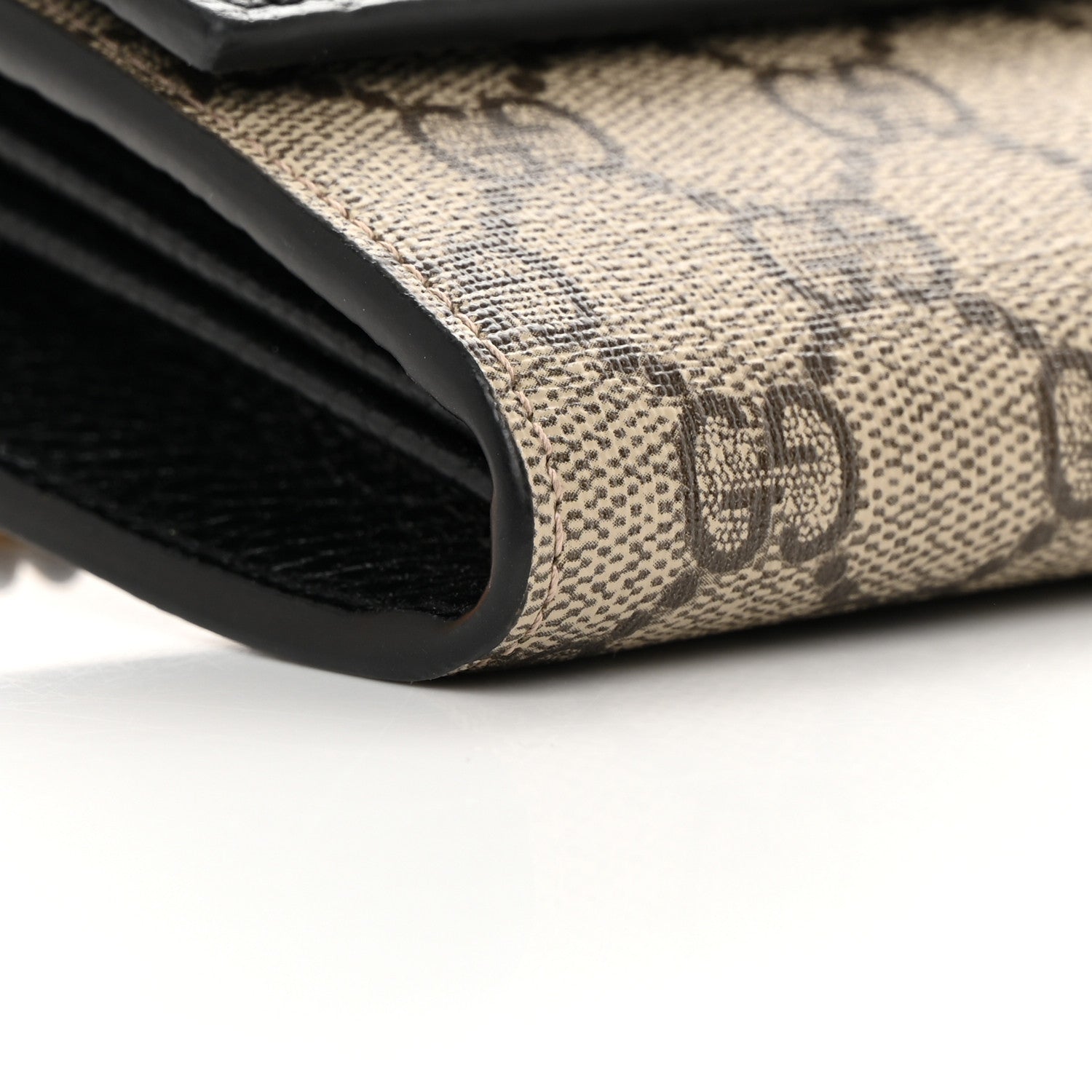 Gucci Dollar Calfskin GG Supreme Monogram Petite GG Marmont Wallet Chain Bag Black Beige Ebony 9 of 12